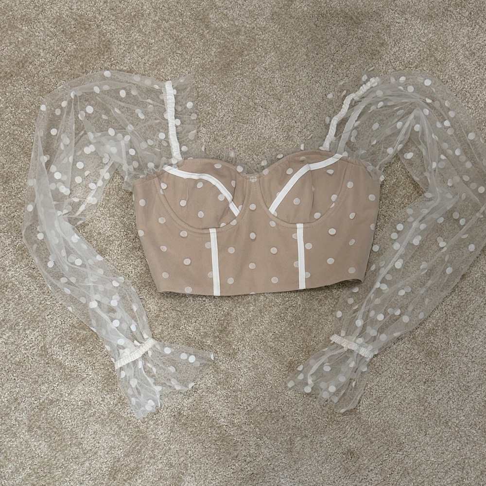 Mesh Polka Dot Crop Top